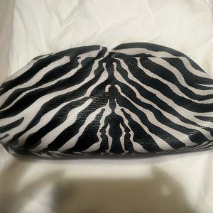 Bottega Venetta Large The Pouch Leather Clutch Zebra print .